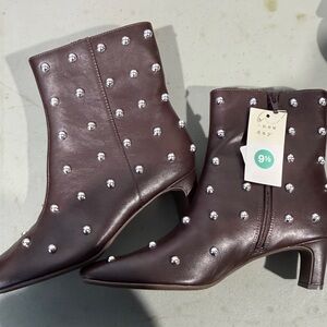 Women's Brown Studded Ankle Boots